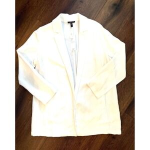 NWT Eileen Fisher White Linen Blend Open Front Longline Blazer Jacket Size M